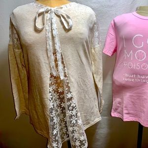 EUC - Unbranded White Lace Embellished Blouse Size Large